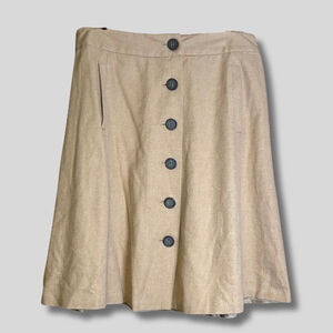 Banana Republic Skirt A-Line Full Lining Front Button 100% Cotton Tan Women's 14